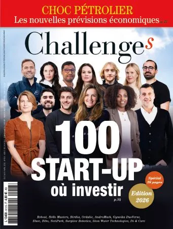 Cover of the Challenges issue « 100 start-up où investir », 2026 edition.